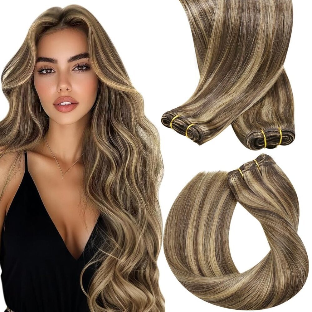 Human Hair Weft Extensions 18 Inch Sew-In Straight Natural Dark Blonde